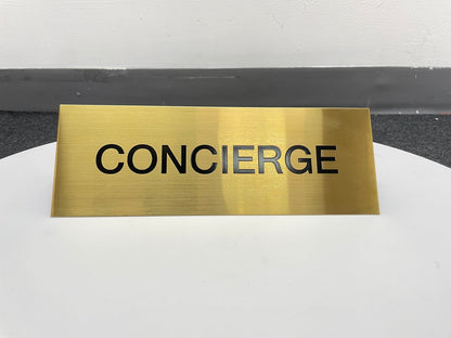 Stainless steel sign, gold hairline