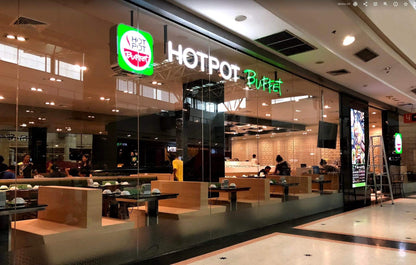 รับออกแบบ ผลิต ติดตั้ง รีโนเวท renovate ตกแต่งร้านฮอทพอท Hot pot ร้านอาหารในห้าง งานตกแต่งผนังลวดลายต่างๆ ฉลุโครงไม้ แต่ง shop