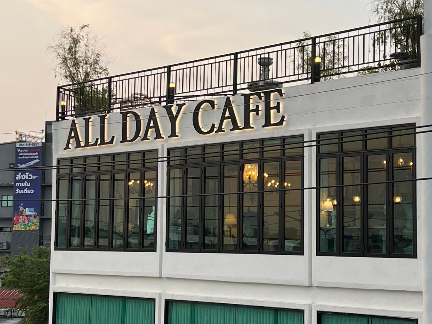 Back lit letter sign attached to the building