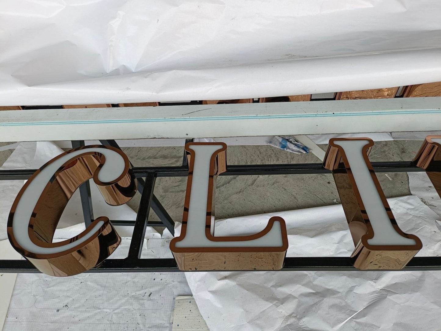 stainless copper mirror sign 