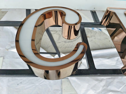 stainless steel rose gold mirror sign