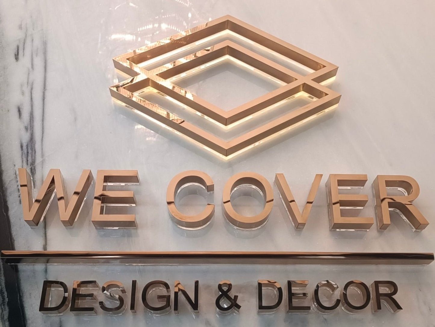 stainless steel rose gold mirror sign