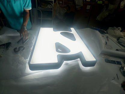 Logo signs, letters, lights, front, back