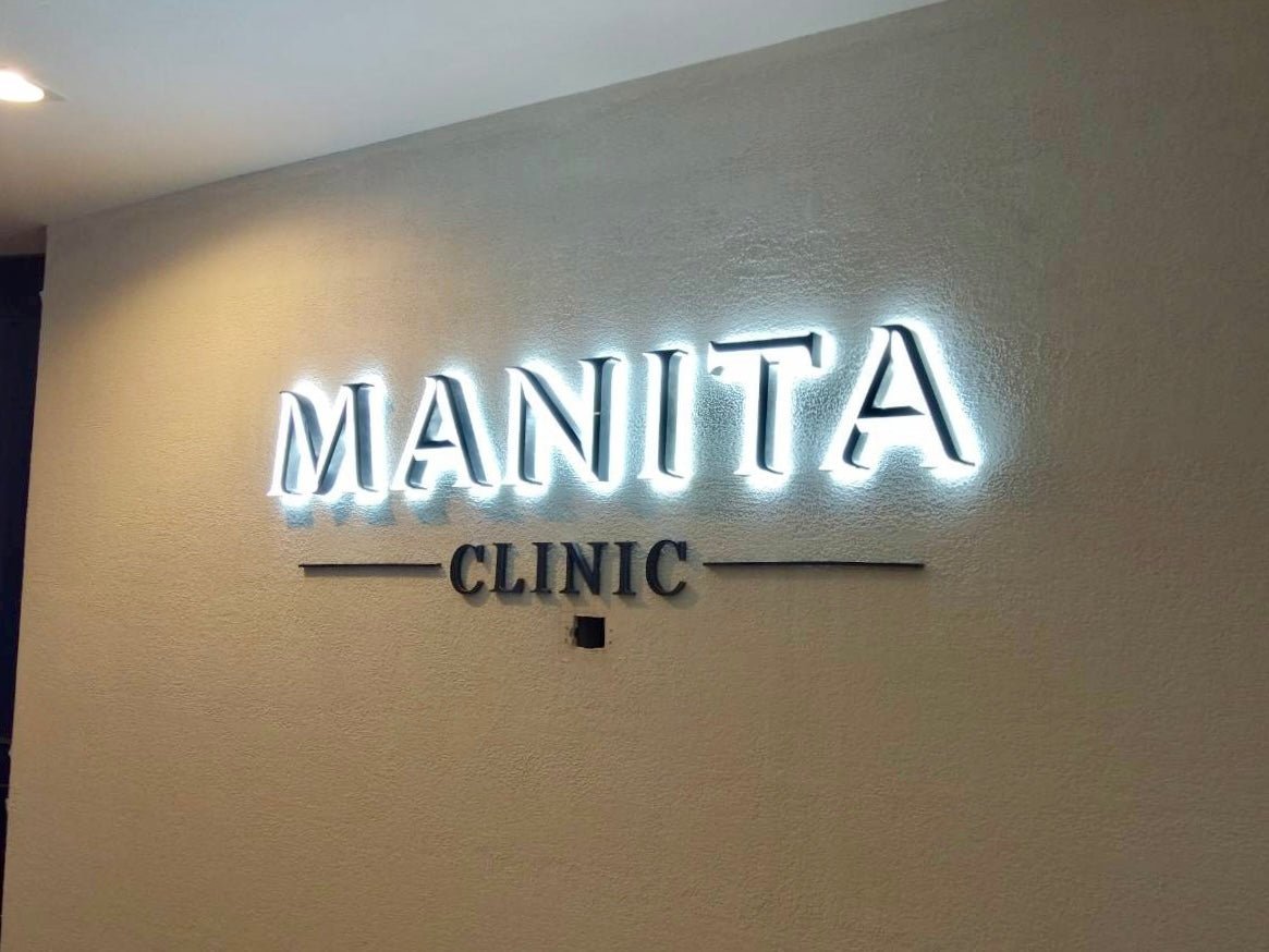 Logo signs, letters, lights, front, back